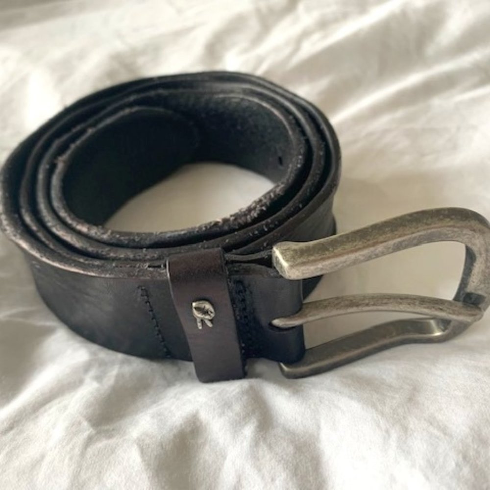 Men's John Varvatos Black Leather Belt - Size 36